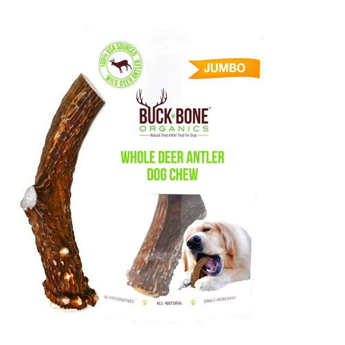 Buck Bone Organics Dog Chews, Deer Antlers for Dogs, Long Lasting Dog Bones for Aggressive Chewers, All Natural, No Preservatives, Wild Shed in The USA Large