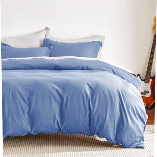 Bedsure Slate Blue Duvet Cover Queen Size - Soft Double Brushed Duvet Cover for Kids with Zipper Closure, 3 Pieces, Includes 1 Duvet Cover (90