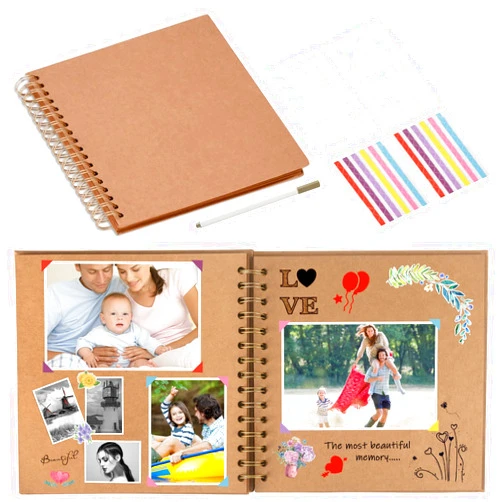 AIOR Scrapbook 8x8 Inch DIY Scrapbook Album 40 Pages Hardcover Thick Kraft Paper Blank Scrapbook, Spiral Scrapbook Photo Albums for Couple Baby Anniversary Wedding Family Gifts