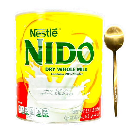 SnackWave Nido Milk Powder, Imported from Holland, Specially Formulated, Fortified with Vitamins and Minerals, Easy To Prepare, over 12 months, 5.51 LBS | Bundled with Gold SnackWave Spoon