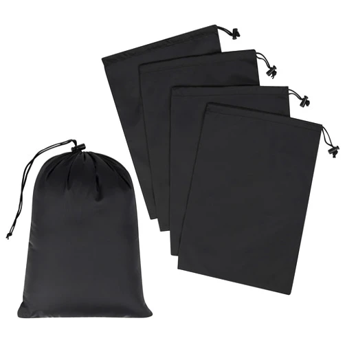 PALTERWEAR Drawstring Bag - UltraLight Nylon Cinch and Ditty Pouch For Travel, Office, Workout (5 pack, Black, 8 x 11 inch)