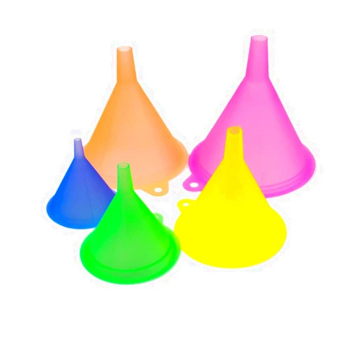 AUEAR, Candy Colors Plastic Funnel Set for Quick and Clean Transferring Kitchen Liquid Spices Powder Cosmetic Lotion Essential Oils Food Grade 5 Different Sizes (5 Pcs)