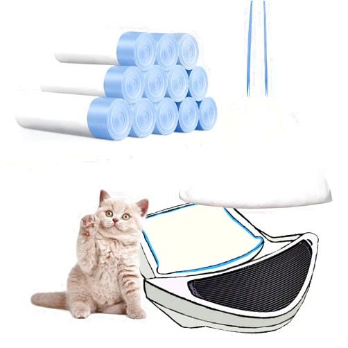 GEMLORD 120 Count Cat Litter Box Liner Bags Replacement Compatible with Litter-Robot 3 and 4, Waste Drawer Liners Bags Thick Self-cleaning Cat Litter Box Liners with Drawstring 10-12 Gallons