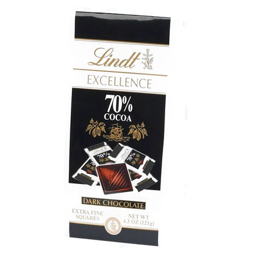 Lindt Excellence Dark Chocolate 70% Cocoa, 4.3-Ounce Packages (Pack of 4)