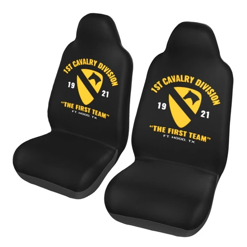 DWWKWJ 1st Cavalry Division First Team Car Seat Covers Easy to Install Auto Seats Protector Universal Car Seat Cover for SUV Sedan Trucks Van