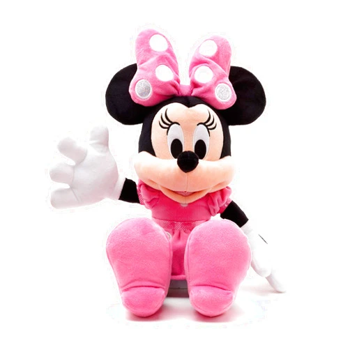 Disney Store Official Minnie Mouse Plush, Pink, 18 Inches, Mickey and Friends, Iconic Cuddly Toy Character in Pink Polka Dot Dress and Bow with Embroidered Features, for All Ages, Toy Figure
