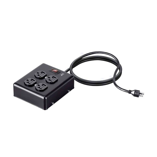 Monoprice Heavy Duty Metal Surge Protector - 4 Outlet Power Strip, 180 Joules, UL Certified, 6 Feet Cable, Black