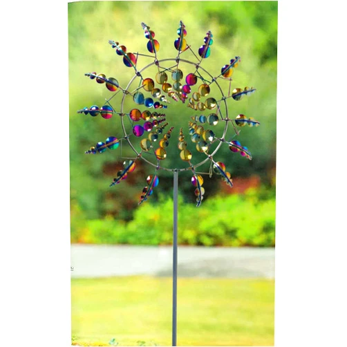 YABINA Wind Spinner Yard Art Yellow Sunflower Pinwheels Garden Party Pinwheel Windmill 3D Stainless Steel Metal Sculptures Sunflower Kinetic Hanging Whirligigs Decorations Sun Catcher (AColorful)