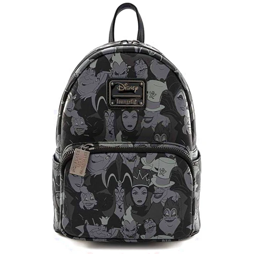 Loungefly Disney Villains Debossed All Over Print Womens Double Strap Shoulder Bag Purse