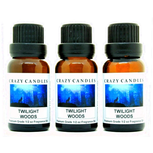 Crazy Candles Twilight Woods (Made in USA) 3 Bottles 1/2 Fl Oz Each (15ml) Premium Grade Scented Fragrance Oil (Juicy Berry of Mimosa, Apricot, Sandalwood and Musk)
