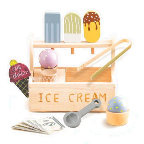Etucdose Wooden Ice Cream Cart Set | Ice Cream Toy for Toddlers | Pretend Play Wooden Toys Gift | Montessori Toys | Play Ice Cream Counter Set for Toddlers Ages 3+