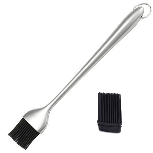 JXS Silicone Sauce Basting Brush, 12 Inch Sturdy BBQ Basting Brush with Stainless Steel Handles