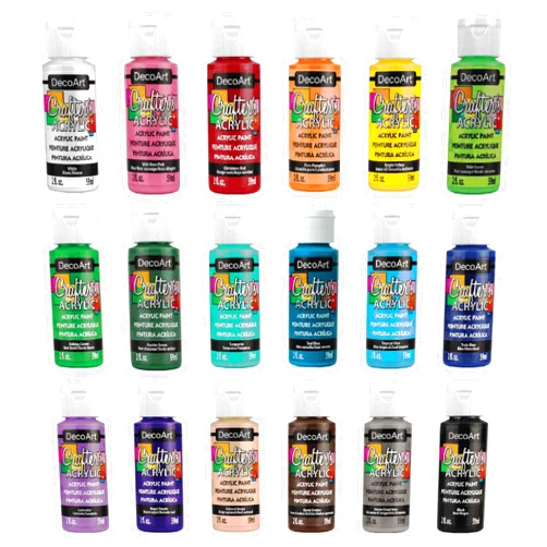 DecoArt Crafter’s Acrylic Paint Set, 18 (2 fl oz/59 ml) Assorted Matte Finish Colors, DIY Arts And Crafts Acrylic Paint, 36 Fl Oz(Pack of 1)