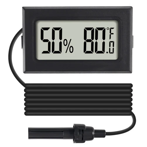 DORHEA 1Pcs Mini Digital Thermometer Hygrometer Gauge Indoor with Probe Sensor LCD Display Meter Temperature Humidity Fahrenheit Meter for Incubator Reptile Plant Tank Garden ℉