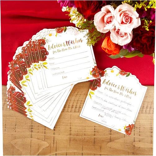 Kate Aspen Burgundy Blush Floral Advice Cards for Wedding, Bridal Shower Party