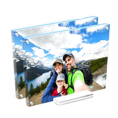 JUOIFIP Acrylic Picture Frame 5x7 Inch 2 Pack,Clear Magnetic Photo Frames,Double Side Freetanding Frame, Modern Acrylic Floating Frame,Certificate Frame for Family,Office,College