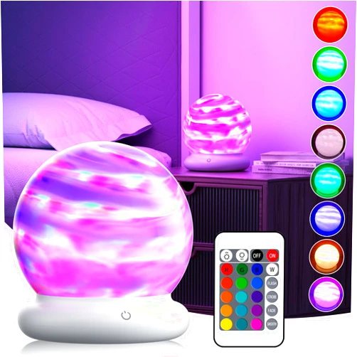 CHLORANTHUS Portable Battery Night Light LED Aurora Projector with Remote Control, RGB Color Changing Lamp, for Bedroom,Children's Room,Living Room,Game,Party Atmosphere Lights
