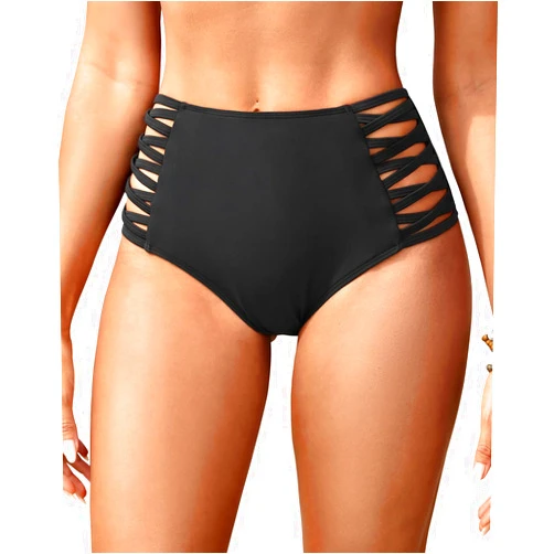 Holipick Women High Waisted Bikini Bottoms Tummy Control Swimsuit Bottoms Strappy Swim Bottom