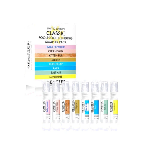 Demeter Fragrance Library - Classic Foolproof Blending Set - Baby Powder, Pure Soap, Sunshine, Clean Skin, Salt Air, Rain, Myrrh, and Kitten Fur