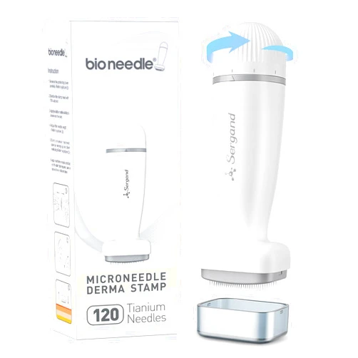 Sergand 120 Titanium Derma Stamp, Microneedling Stamp for Face Body,Derma Roller for hair beard face-Microneedling Stamp Pen For Men and Women Home Use