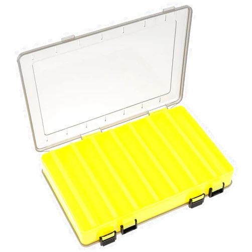 OriGlam Double Sided 14 Compartments Fishing Tackle Boxes Fishing Lure Box Organizer, Fishing Bait Tackle Storage Case, Container Box for Jewelry Beads Earring Hook (Green) (Yellow)