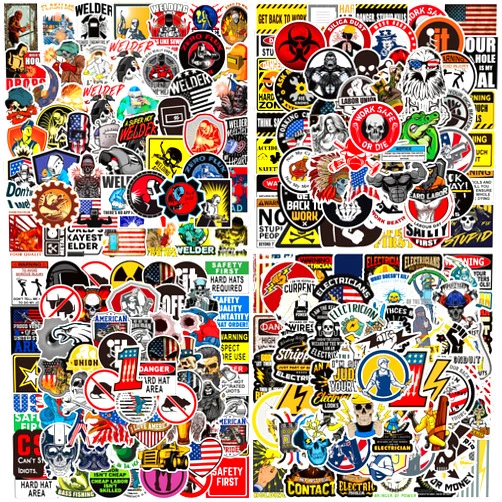SONNLER 200pcs Welding helmet Hard Hat Sticker Decals, SONNLER Funny Vinyl Stickers for Tool Box American Patriotic Construction Welding Union Worker Lineman Oilfield Electrician