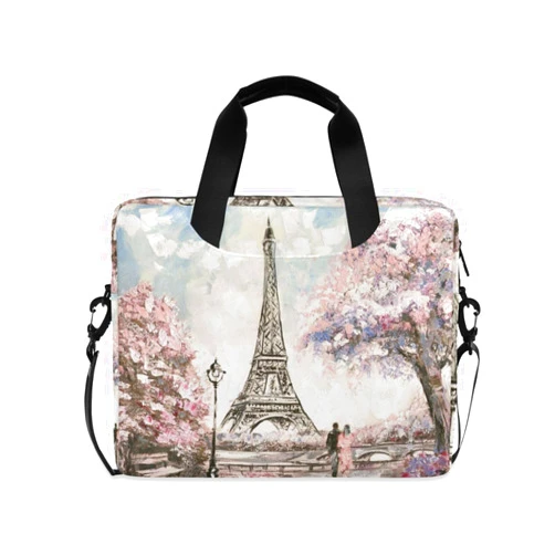 ALAZA Laptop Case Bag France Paris Eiffel Tower Retro Laptop Sleeves Briefcase Messenger Bag with Strap for Woman Man Business Office