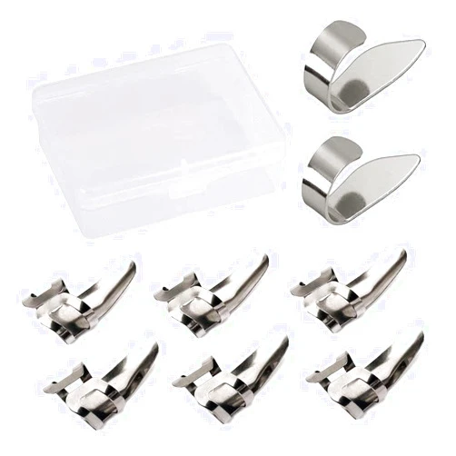 Jiayouy 8Pcs Guitar Thumb Finger Picks Set with Storage Box Stainless Steel Guitar Picks for Guitar Bass Banjo Ukulele Silver