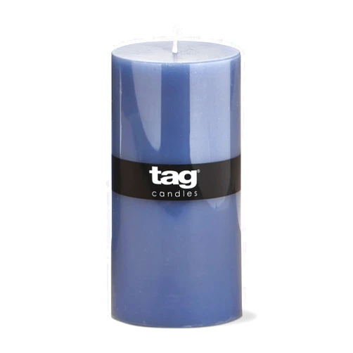 tag Color Studio 3X6 Pillar Candle Blue Denim, Smokeless Paraffin Wax, Burn Time 85 Hours 3x6 Denim Blue