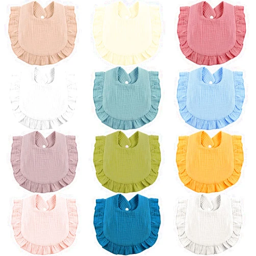 JaGely 12 Pieces Baby Muslin Bibs Bandana Drool Bibs for Boys and Girls Soft Adjustable Baby Cotton Teething and Drooling for Toddler Infant