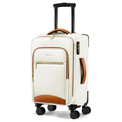 LOVEVOOK Carry On Luggage 22x14x9 Airline Approved with Spinner Wheels, 20 Inch Softside Suitcases for Travel, Lightweight Rolling Carry on Suitcase with TSA Lock for Women Men Weekender, Beige-brown