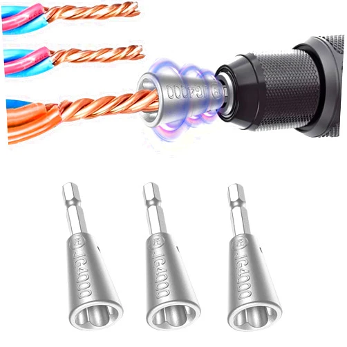 Gogsic Wire Twister Tool Connector for Drill - 2024 Upgrades Drill Wire Twister, Rebar Wire Twister Wire Connector Wire Twisting Tool, Cable Wire Nut Twister for Electrical Power Drill 3-Pack