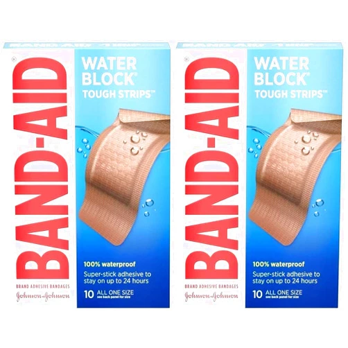 Johnson & Johnson Band-aid Tough-Strips Adhesive Bandages, Waterproof, Extra Large, 10 Ct - Pack of 2