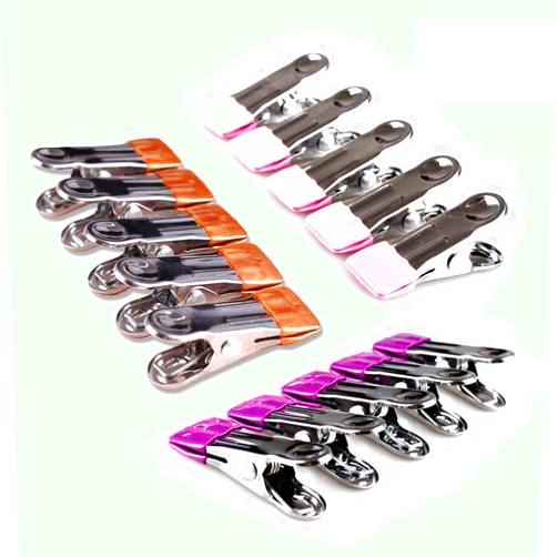 FOMMEN Stainless Steel Clothes Pins: 30 Packs Metal Beach Towel Clips, Pool Cover Clips,Heavy Duty Close Pins ，Hanging Towel Clamp Cloth Clips，Beach Chair Towel Clip