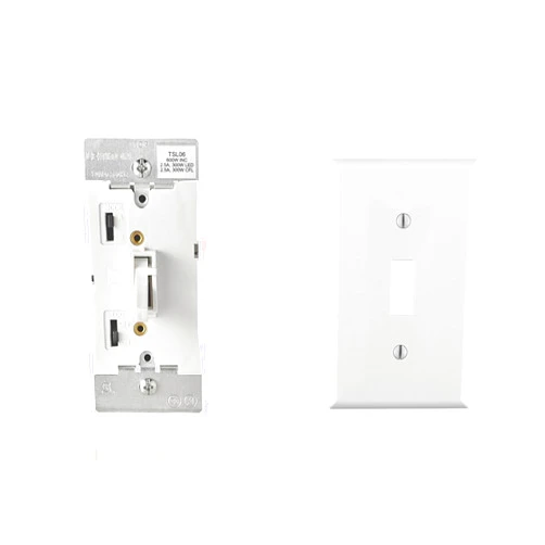 Leviton Toggle Slide Dimmer Switch for Dimmable LED, Halogen and Incandescent Bulbs, TSL06-1LW, White with Standard Nylon wallplate
