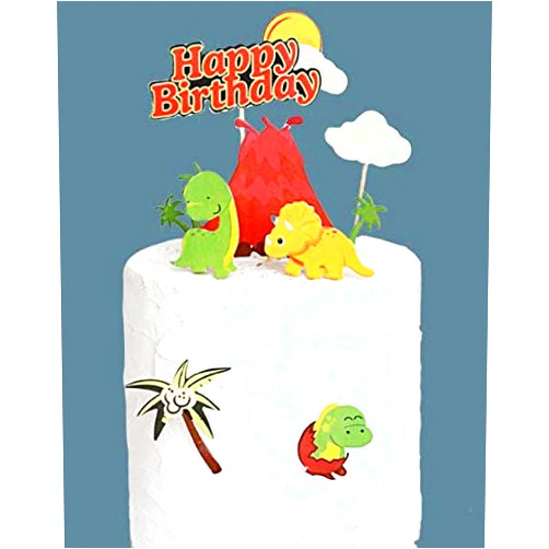 PureArte DIY Happy Birthday Dinosaurs Birthday Cake Decoration Set For Kids Party Decoration Cute Dino Clouds Tree Props