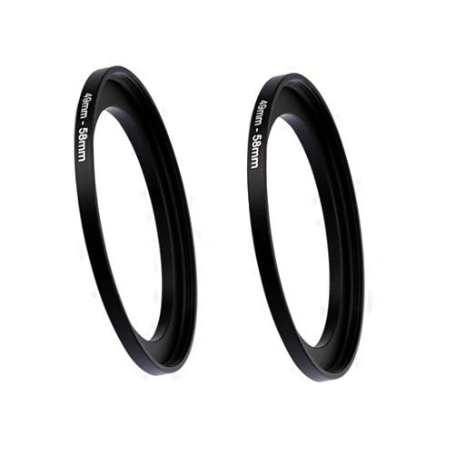 Fotasy (2 Pcs) 49-58MM Step-Up Ring Adapter, 49mm to 58mm Step Up Filter Ring, 49 mm Male 58 mm Female Stepping Up Ring for DSLR Camera Lens and ND UV CPL Infrared Filter