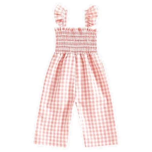 Sasaerucure Infant Kids Summer Clothes Toddler Baby Girl Romper Jumpsuit Overall Pants Plaid Sleeveless Ruffle Halter One Piece Outfit