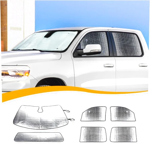 Hoolcar Windshield Sunshade Front & Side & Rear Window Sun Shade Sunscreen Heat Insulation Sun Visor Sun Reflector Compatible with Dodge Ram 2018-2023, 6PCs