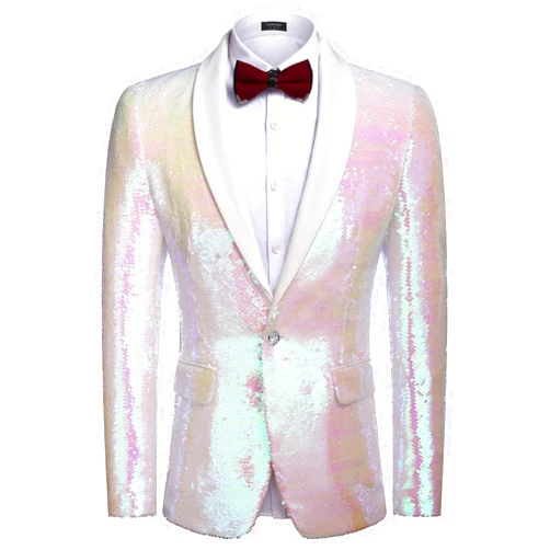 COOFANDY Men Shiny Sequin Blazer Tuxedo Party Dinner Prom One Button Suit Jacket