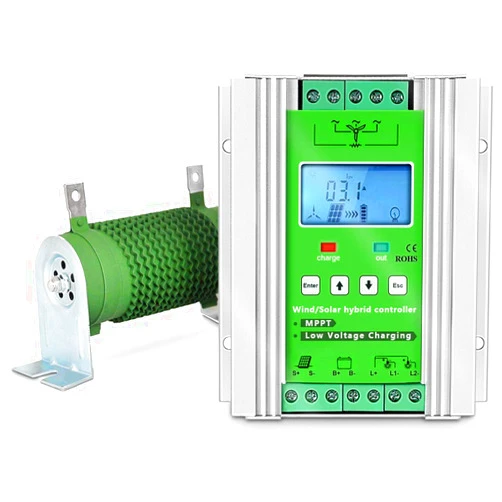 ISunergy 1000W Wind Solar Hybrid Charge Controller 12V/24V MPPT Boost Charge Regulator with LCD Display and Free Dump Load accurate (600W Wind + 400W Solar)