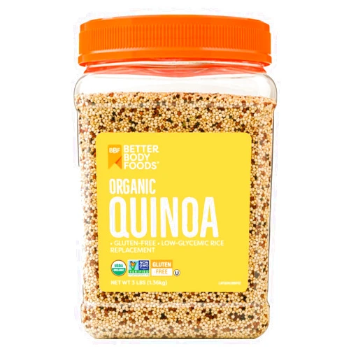 BetterBody Foods Organic Quinoa, Vegan, Gluten Free, Low Glycemic Rice Replacement, 3 Lb