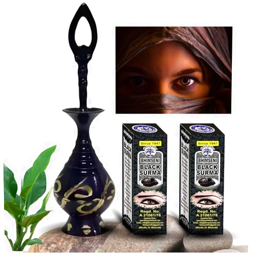 MY69 100% Natural Ayurvedic Herbal Eyeliner Bottle Handmade With 2 Natural Eyeliner Powder | Blue Bottle