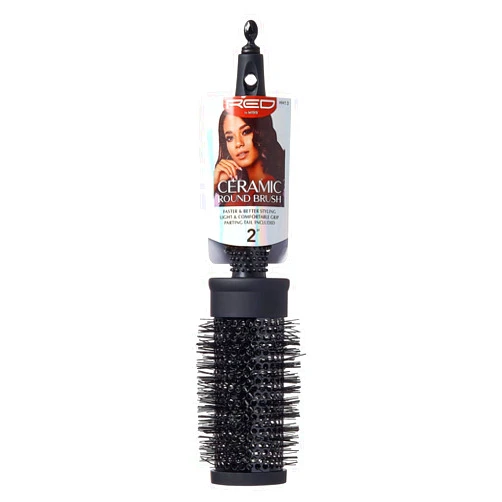 Red by Kiss Ceramic Round Brush for Blow Drying Blowout Heat Resistant Bristles Heat Tool Friendly Volume Brush 2