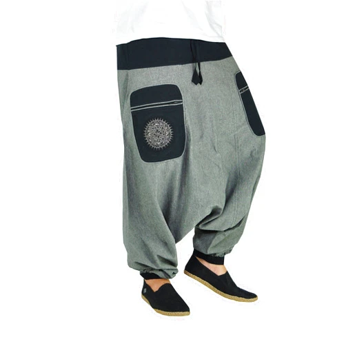 virblatt - Harem Pants Men & Harem Pants Women | Cotton | Drop Crotch Pants Men Genie Pants Aladdin Pants Hippie Rave
