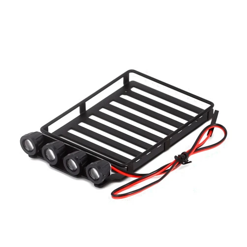 INJORA Roof Rack Luggage Carrier with LED Spotlights RC Accessories for 1/24 RC Crawler Car Axial SCX24 Wrangler JLU AXI00002(Round)