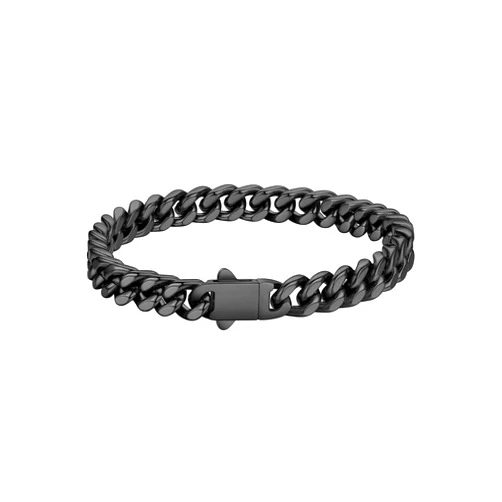 FaithHeart Cuban Link Bracelet for Men, Silver/Black/14K Gold Plated Stainless Steel Wrist Link Hip Hop Chain Bracelets, 5mm/7mm/9mm/12mm Width, 7.5