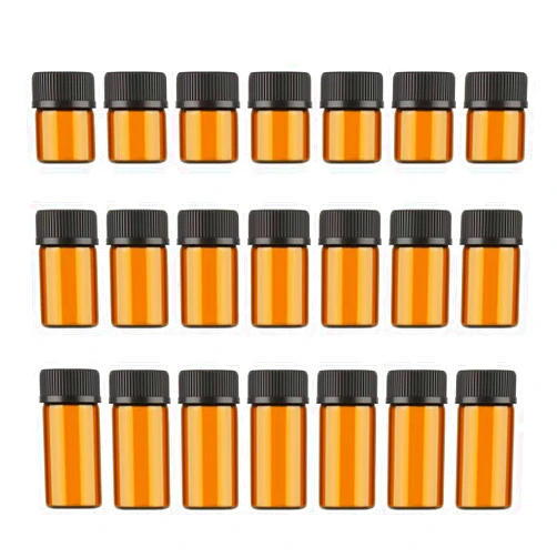 JJKMALL 1ml/2ml/3ml Mini Amber Glass Vial Essential Oil Bottles with Orifice Reducer and Cap for Essential Oils, Chemistry Lab Chemicals, (30 pcs) (1ml 10pcs 2ml 10pcs 3ml 10pcs)