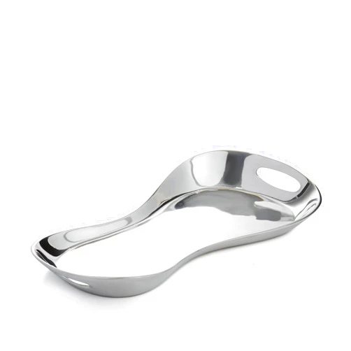 nambe Morphik Handled Tray | Large Serving Platter Can Be Heated or Chilled | Dish for Serving Food, Appetizers, Desert, Entertaining, Party | Made of Metal Alloy | 18” | Designed by Karim Rashid