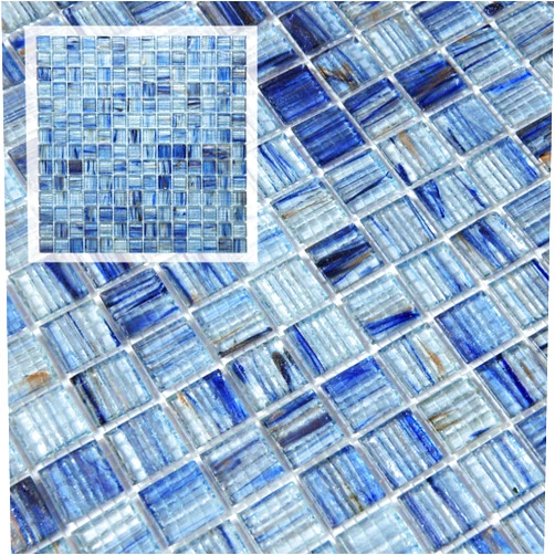 CASAPALACE Glass Tile Mosaic Tiles Backsplash, 12” x 12” Light Blue Backsplash Tile for Kitchen Bathroom Swimming Pool (8 Sheets, 8 sq.ft)